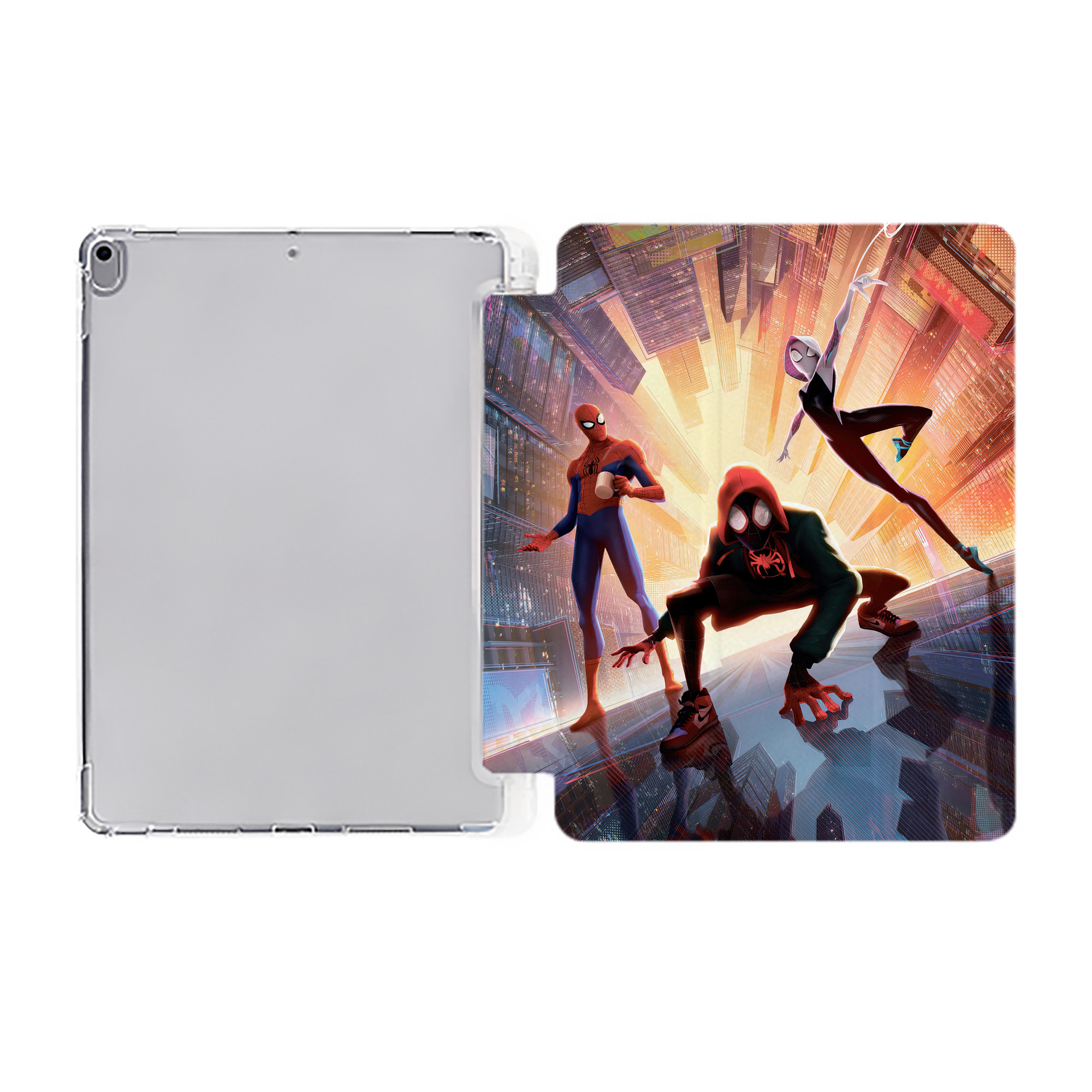Spider Man スパイダーマン IPad ケース ペン収納付き 三つ折りスタンド PUレザー×シリコン 対応機種9.5/10.5/10.9インチ